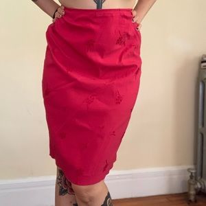 Red pencil skirt
